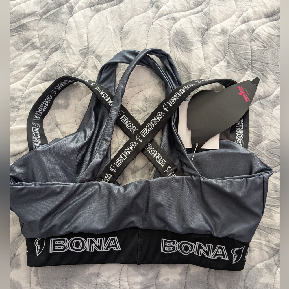 NWT Bonafide Sports Bras Heart Crush Top Steel - Picture 4 of 7